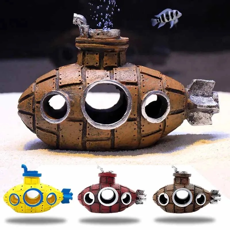 Resin Submarine Ornaments Aqua - Aquarium Fish Hiding Places ulasan dan harga
