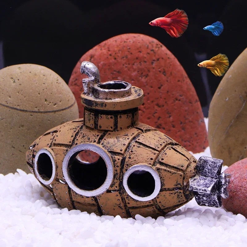 Resin Submarine Ornaments Aqua - Aquarium Fish Hiding Places ulasan dan harga